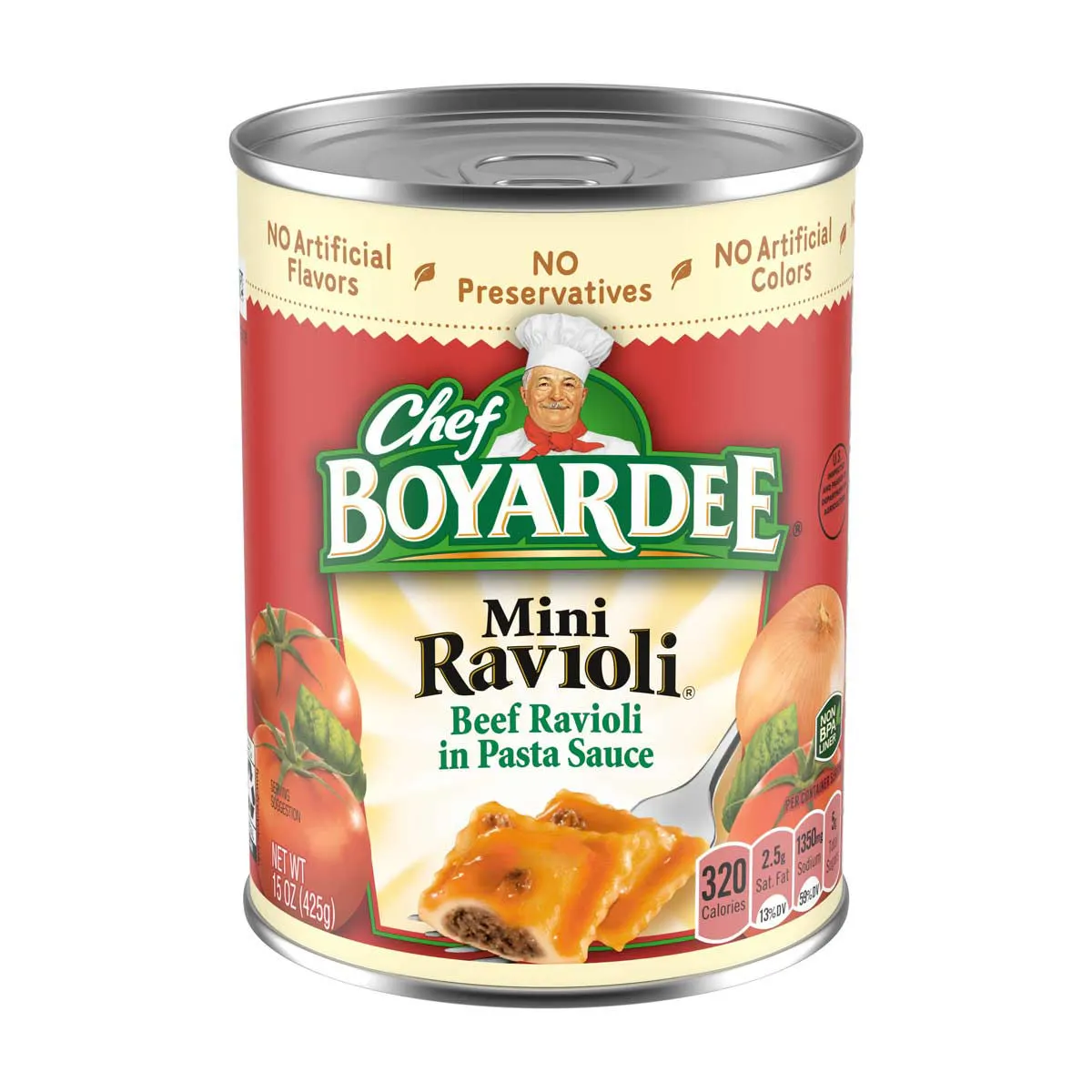 Chef Boyardee Mini Ravioli, Beef Ravioli in Pasta Sauce, Ready-to-Eat Meal, 15 oz. Can