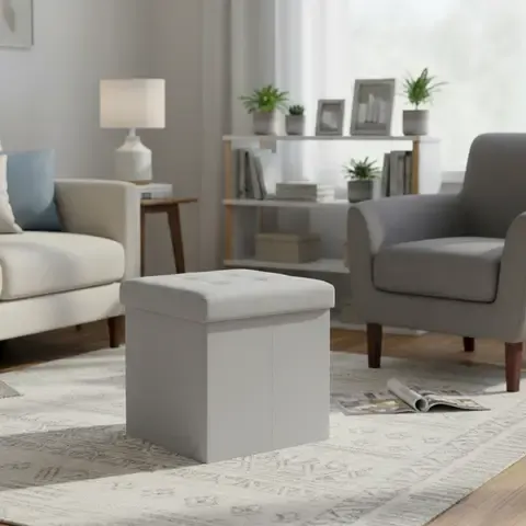Pouf Plegable Beige 38x38x38cm