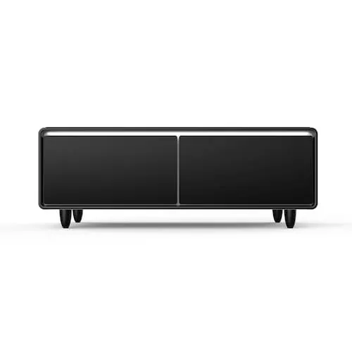 Evoluto Tavolo 51-Inch Smart Coffee Table Black Finish with Fridge, Speaker & Charging