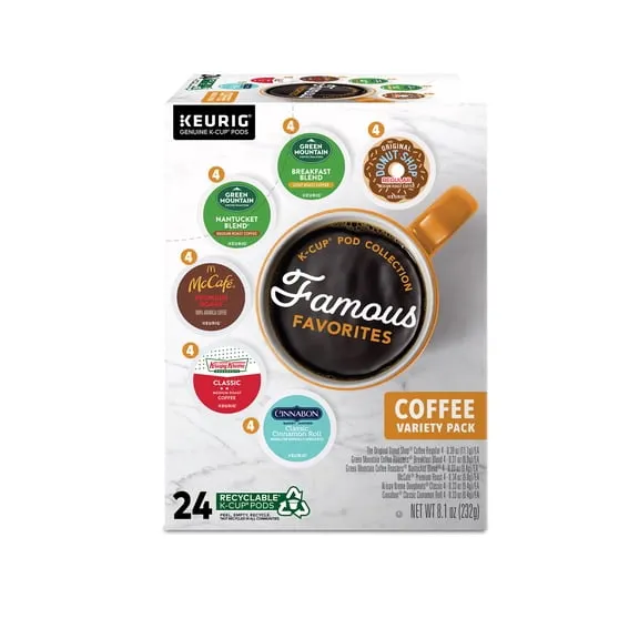 Keurig, Famous Favorites Variety Pack Medium Roast K-Cup Coffee Pods, 24 Count $15.57 $1.92/oz