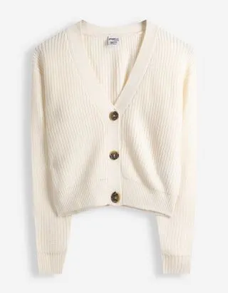 Cardigan - Tinta unita - Bianco sporco