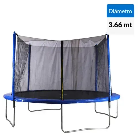 Cama Elástica y Malla Protección 366x250x366 cm Azul/ Negro