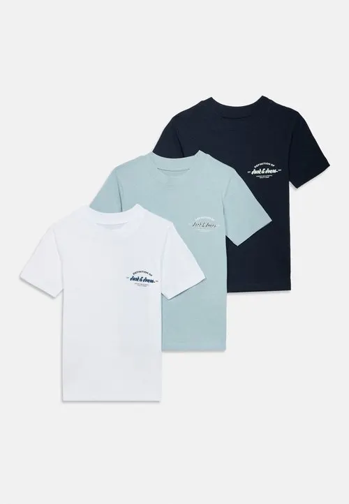 JJBRANDON TEE CREW NECK 3 PACK - T-shirts - bright white/celestial blue/navy blazer