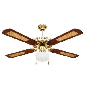 Ventilatore/lampadario a soffitto 4 pale Ø130cm marrone, Kooper