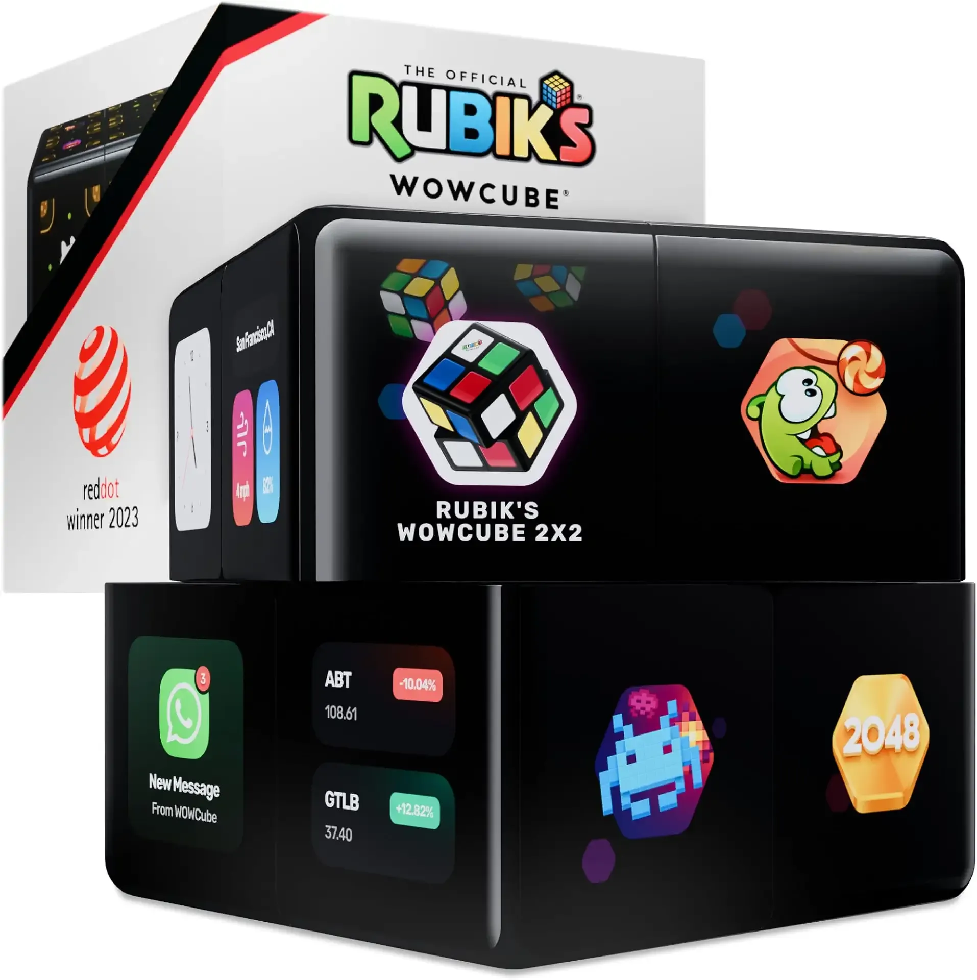 Rubik's WOWCUBE - Handheld Game Console, 100+ Games and Apps for Teens and Adults (Ages 13+) - STEM Certified Entertainment System - 24 Screens Interactive Gaming Cube