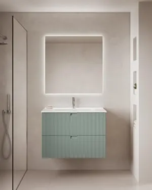 Mueble de baño con lavabo Lignes verde 80x45.4 cm
