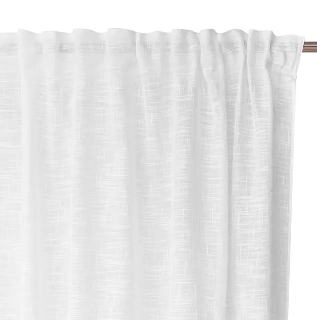 Visillo cinta fruncida Amina poliéster lino liso blanco INSPIRE de 300x280cm. Incluye cinta termoadhesiva