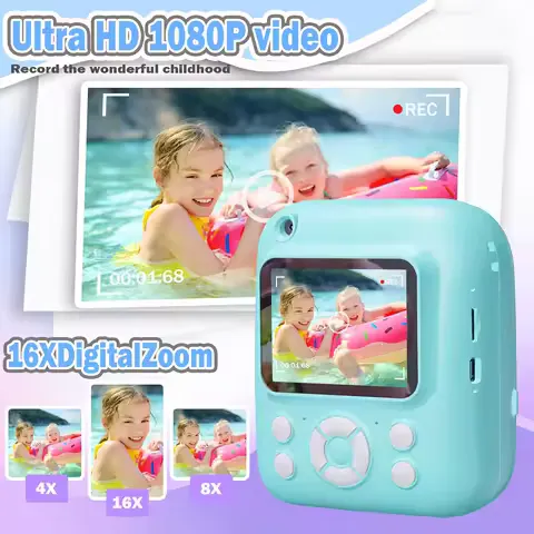 Instant Print Camera Digital Camera With 3 Rolls Print Paper, 1080P HD Ditigal Camera 2.4 Inch Screen, Selfie Video Camera, USB Cable/Color Pen/Bag/ Included, electronics,Small For Boys Girls Teens Students Seniors,Christmas, Halloween, Thanksgiving Gifts