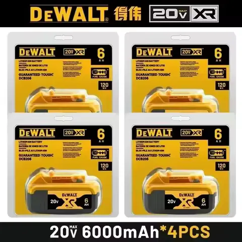 DeWalt Battery 20V 6000MAh 18650 Lithium Battery power Tools DCB184 DCB200 rechargeable electric tool set 20v 6000mah