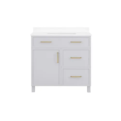 Bilston 36-inch W x 19-inch D x 34.5-inch H Bath Vanity in Dove Grey with Engineered Marble Top