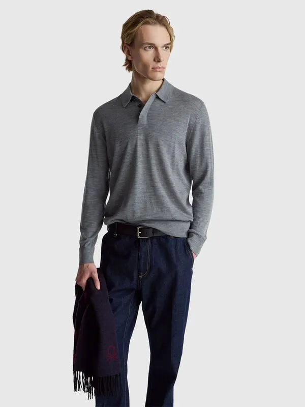 Polo in pure Merino wool