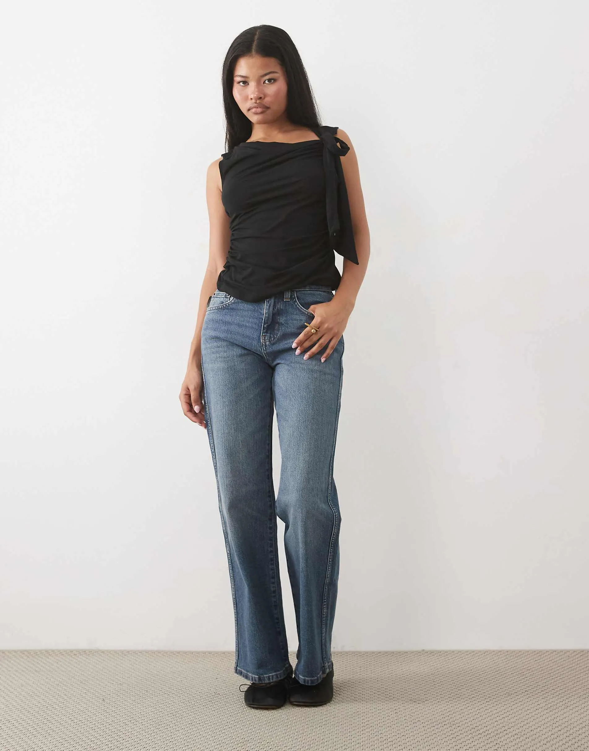 ASOS DESIGN Petite comfort stretch straight leg jean in dark vintage wash