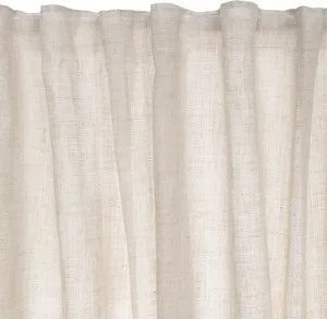 Visillo cinta fruncida, trabillas Taylor poliéster liso beige lino INSPIRE de 300x270cm. Incluye cinta termoadhesiva