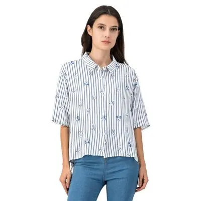 Camisa Woolworth Mujer Diseño a Rayas Con Figuras de Mickey Disney