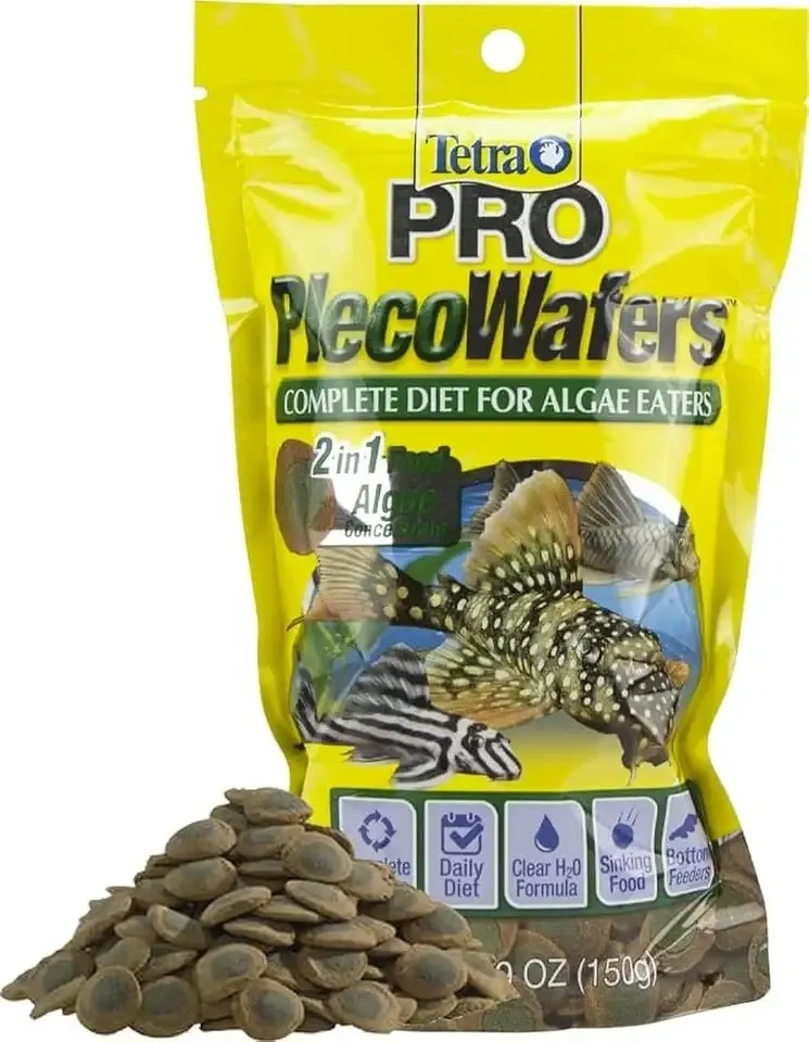 Tetra Pro PlecoWafers Fish Food for Algae-Eaters, 5.29 oz | Complete Daily Food For Herbivore Bottom-Feeders, Sinking Wafers With Algae Center, Algae & Fiber to Support Digestion