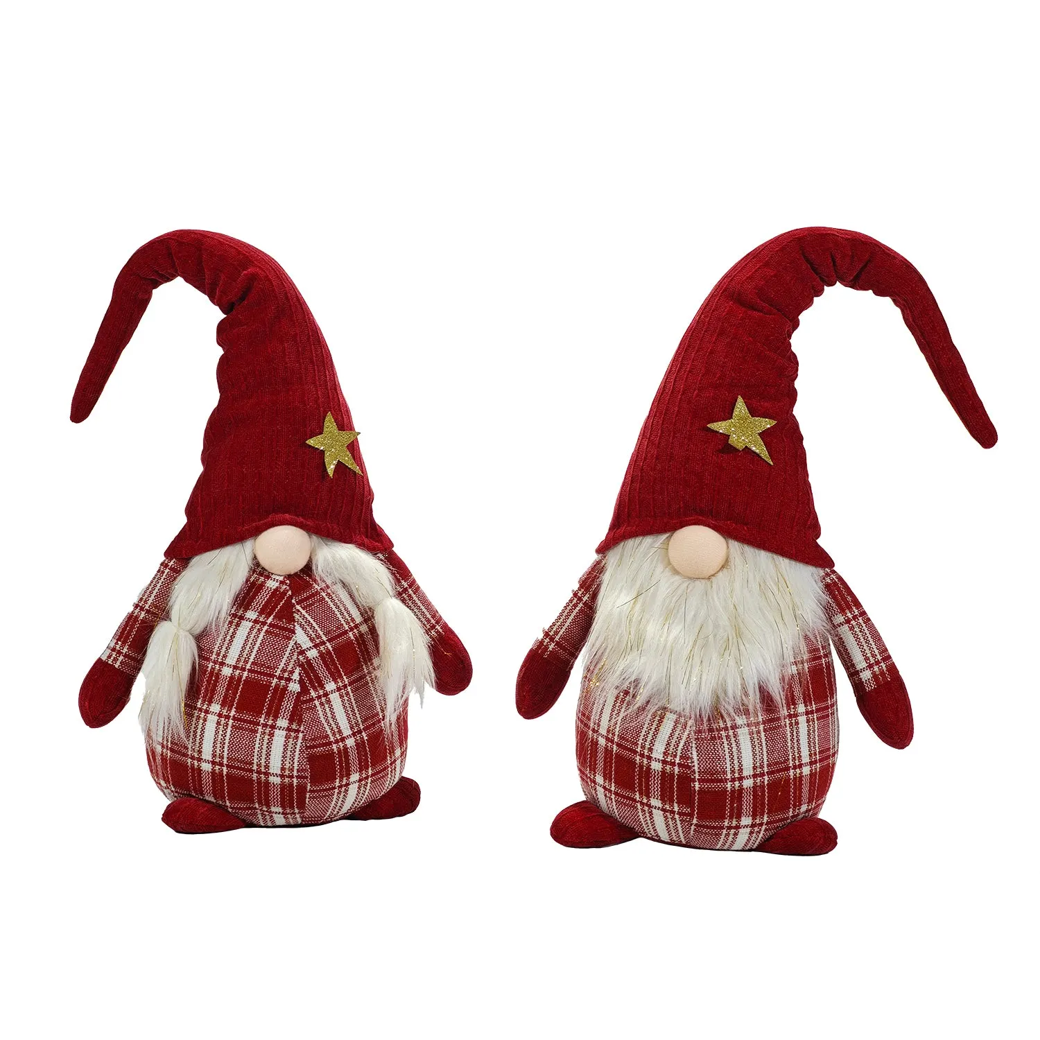 Gnomo Natalizio Decorativo Rosso Scozzese h66 cm