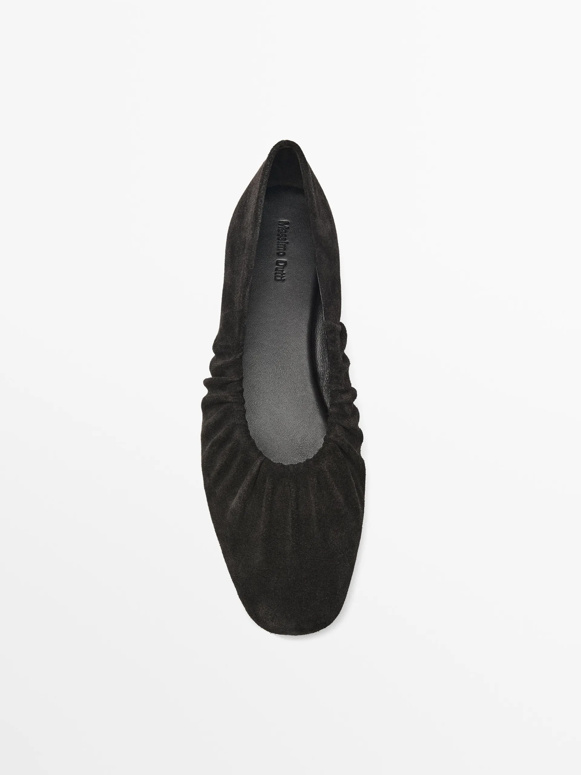 Splitsuède ballerina's met plooien