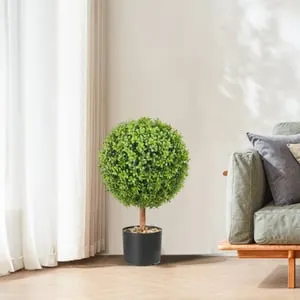 Bola de boj artificial SucceBuy, set 2 topiarios 559 mm, ancho 365 mm, plantas decorativas con mariposas, interior exterior