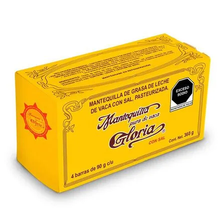 Mantequilla Con Sal Gloria Pack 4 Barras de 90 gr c/u