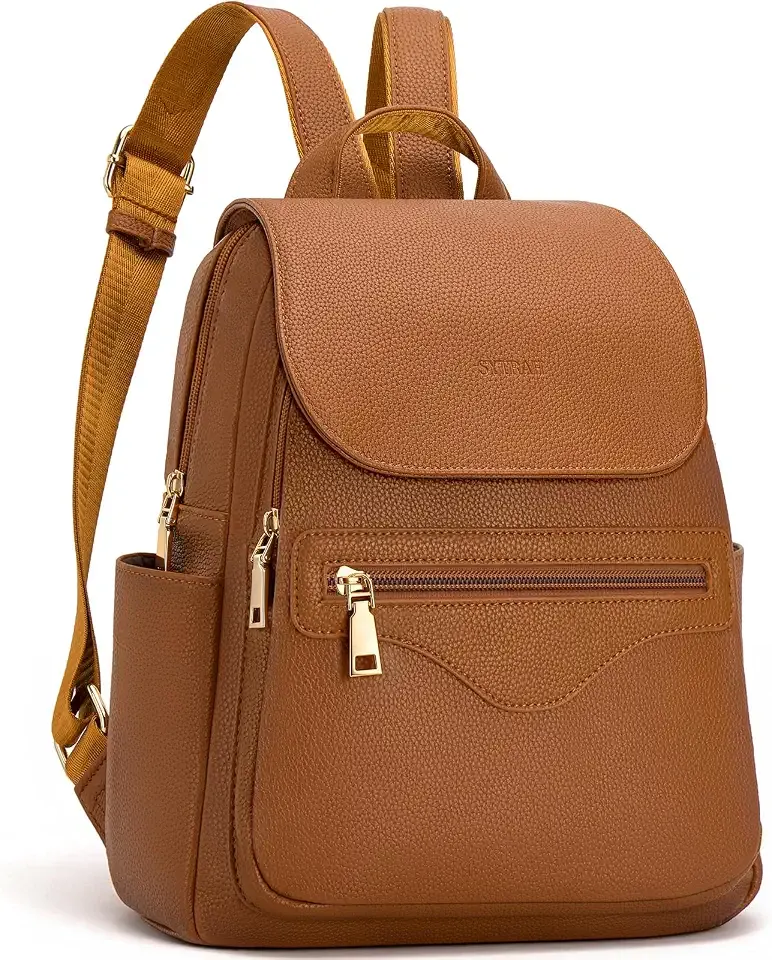 Backpack Purse for Women, Causal Backpack with Built-in RFID Wallet & 11" Tablet Sleeve, Stylish Travel Daypack for Daily Brown