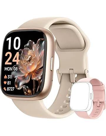 Smart Watch 2026 Upgrade for Women Men Android & iPhone [2 Bands, 44mm case, 1.83''], Alexa Built-in, Make/Answer Call, HR SpO2 Sleep Stress Monitor Fitness Tracker, IP68 Waterproof Step Counter Watch