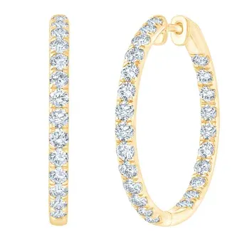 Round Brilliant 2.00 ctw VS2 Clarity, G Color Diamond 14kt Yellow Gold Hoop Earrings