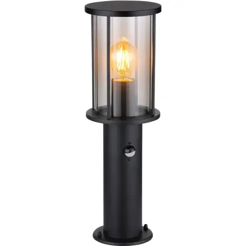 Außen-Wegeleuchte - schwarz matt - rauchfarben - mit Sensor - 45 cm