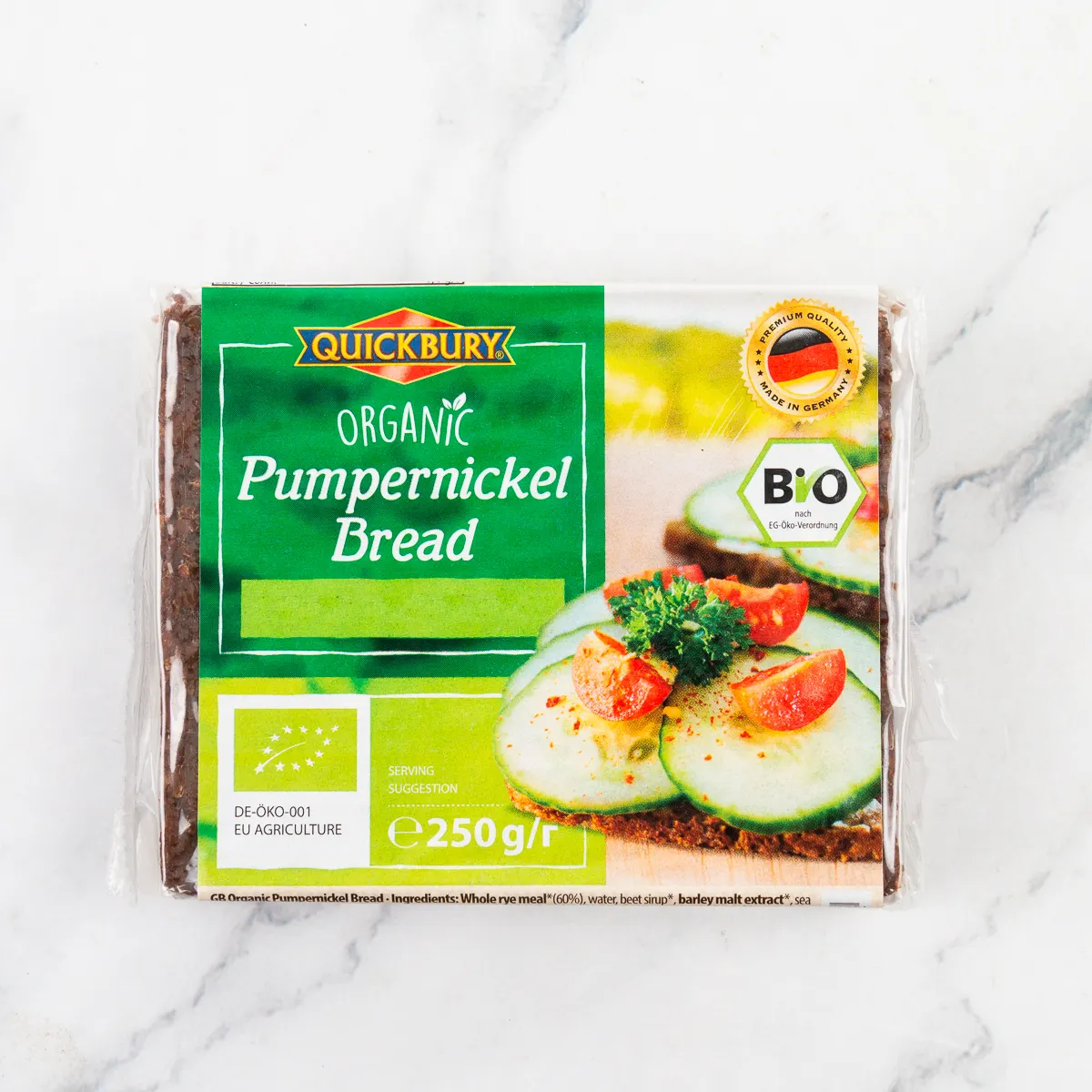 quickbury organic pumpernickel bread 250g