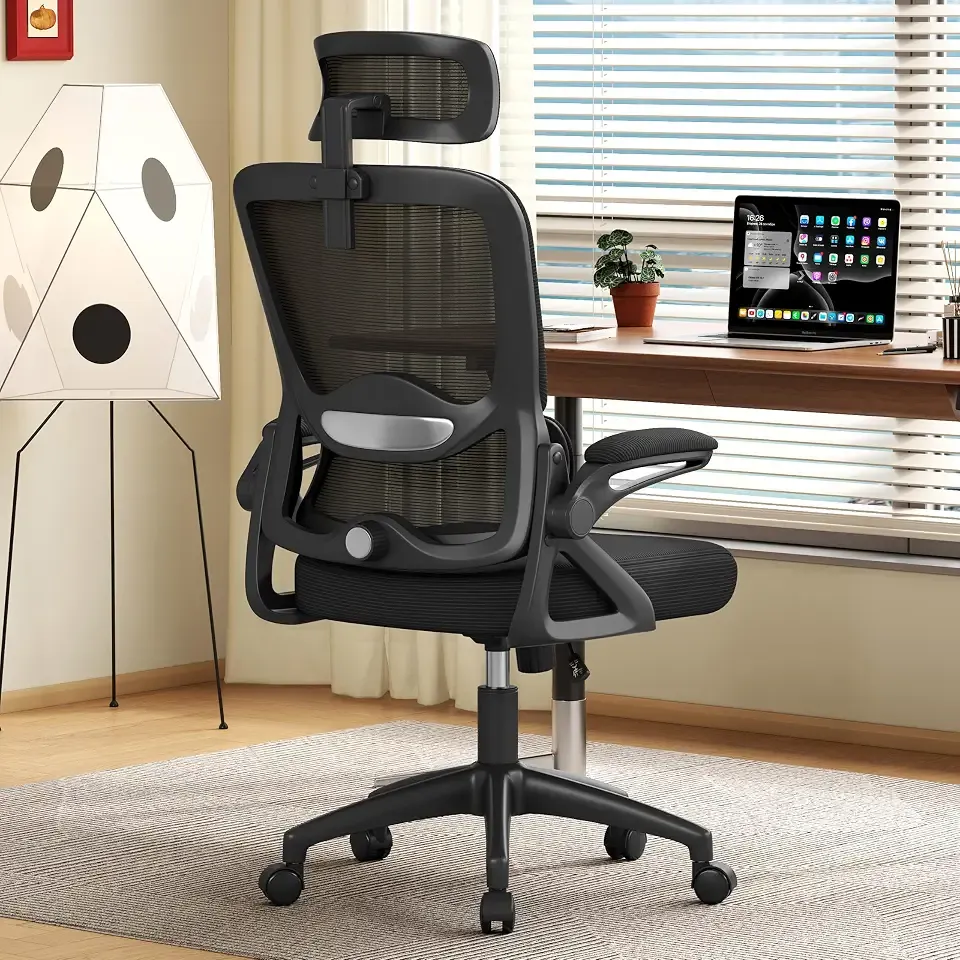 Ergonomic Office Chair,Mesh Office Chair with Lumbar Support,High Back Desk Chair with Flip-up Arms,400 lbs Big and Tall Computer Chair with Headrest,Comfy Desk Chairs