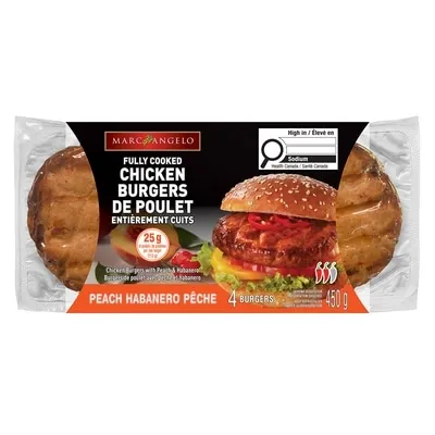 Fully Cooked Chicken Burgers Peach Habanero