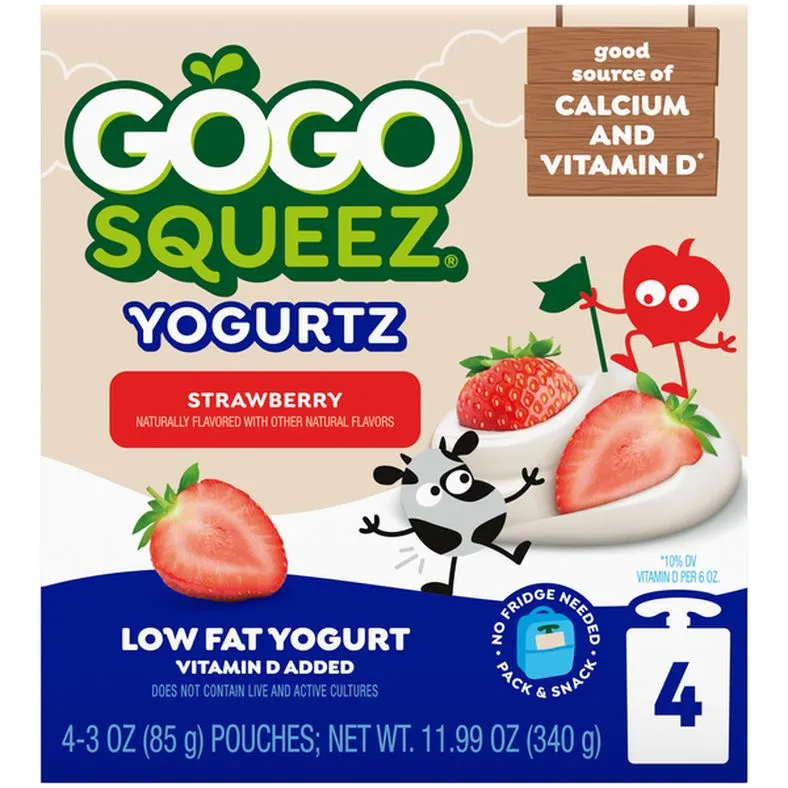 GoGo Squeez Low Fat Yogurtz Strawberry Yogurt Snack Pouches