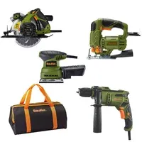 Kit Taladro + 2 sierras + lijadora eléctrica con accesorios