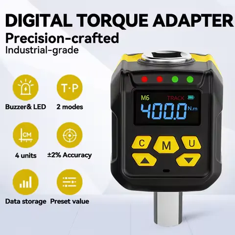 Digital Torque Wrench Adapter 6-400Nm 1/2'' 1/4'' 3/8'' Drive Digital Torque Gauge ±2% Accuracy Hand Tool Waxtron