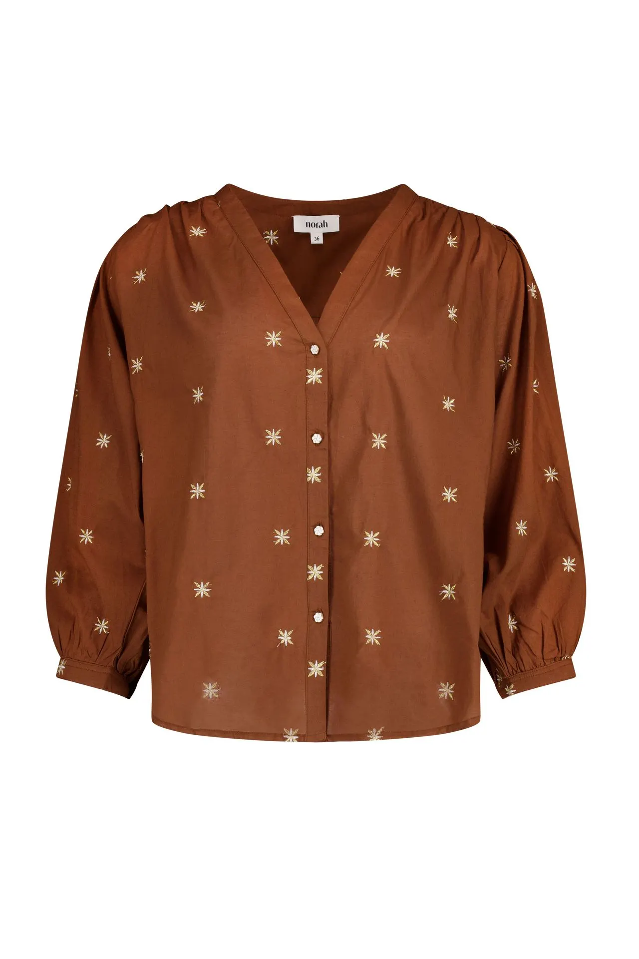 Bruine blouse met borduursels