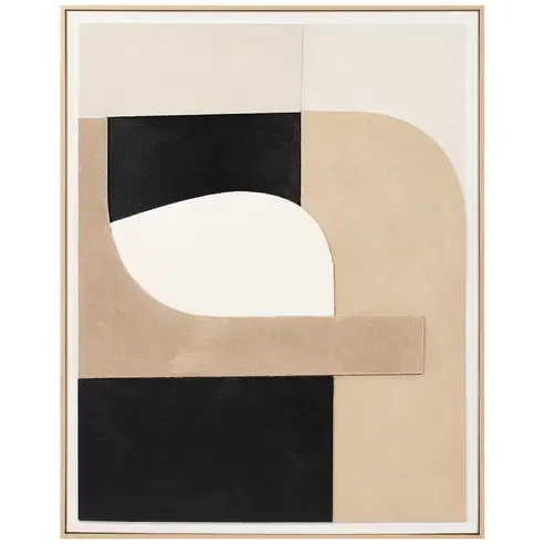 Relief Wandbild - creme-beige-schwarz - geometrisch - 80x100 cm
