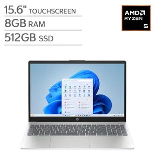 HP 15.6" Touchscreen Laptop - AMD Ryzen 5 7530U - FHD (1920 x 1080) - 8GB RAM - 512GB SSD - Windows 11 Home