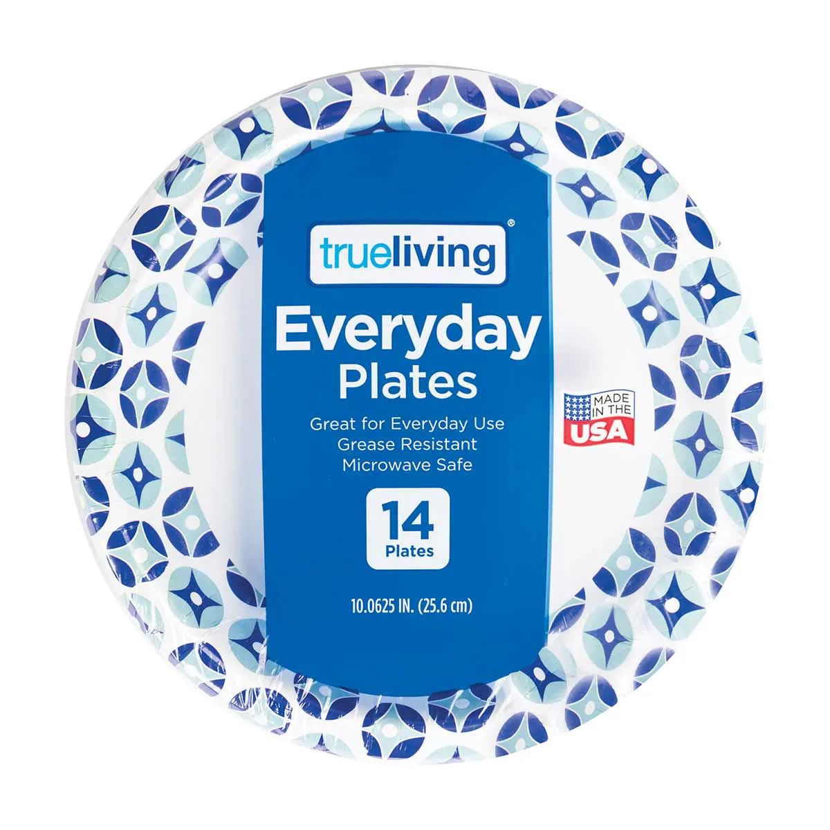 True Living 10 inch Round Everyday Plates, 14 ct