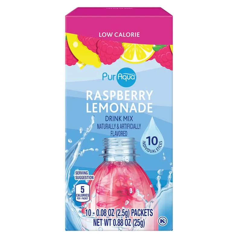 Puraqua Raspberry Lemon Drink Mix, 10 count