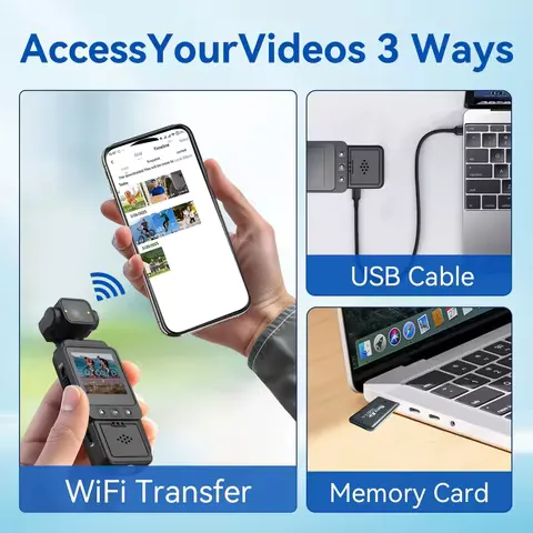 Outdoor Sports Camera Action Camera 1080P WiFi Fill Light Pocket Camera Mini POV Camcorder for Travel Vlogging Video Recording