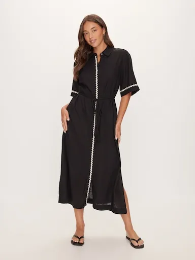 Rick Rack Shirt Midi Dress