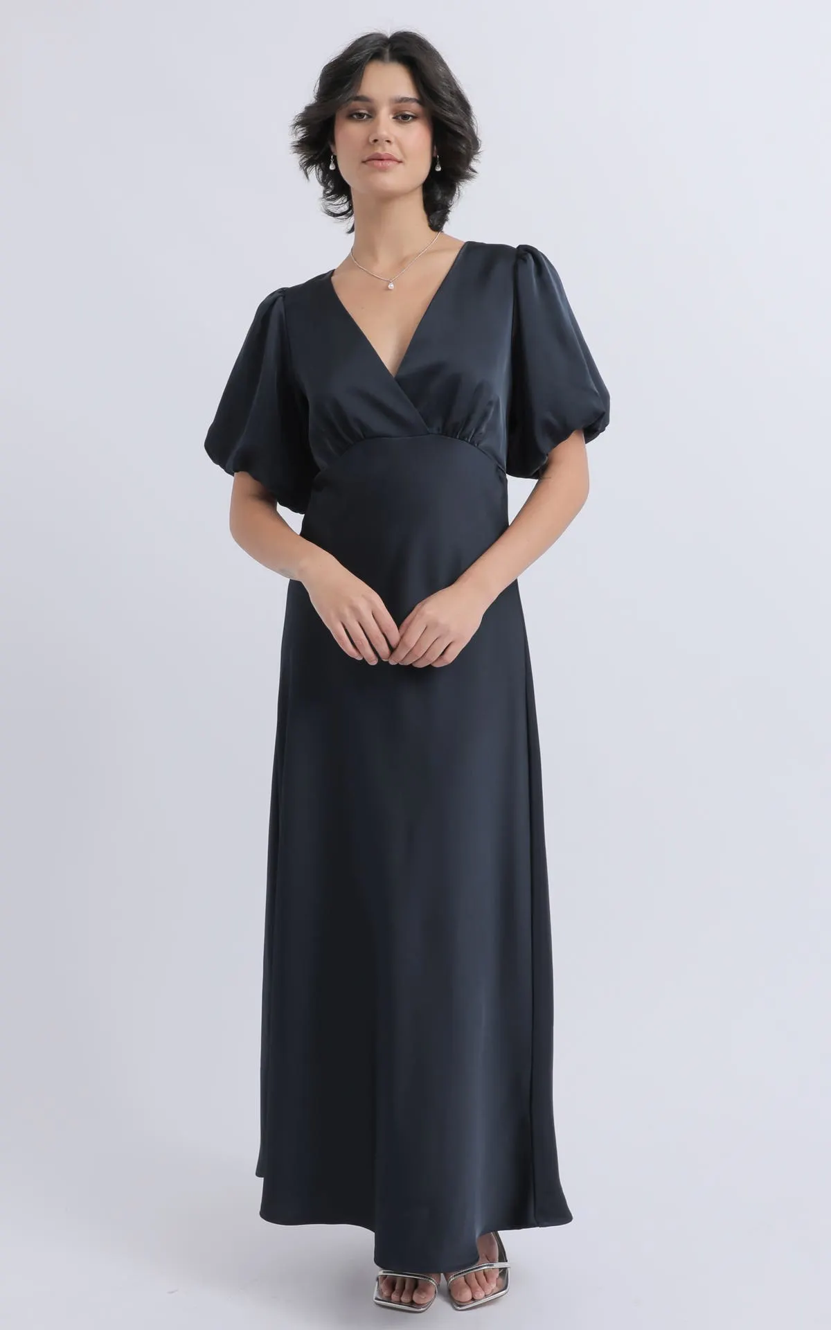 Satin Puff Sleeve Gown