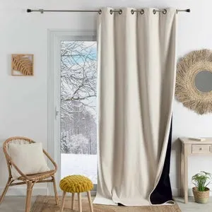 Rideau thermique phonique et semi occultant KONFOR - Blanc cassé - 140x260 cm - Flanelle/Polyester
