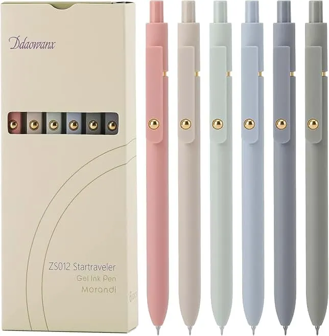 Ddaowanx Gel Pens,6 Pcs 0.5mm Retractable Quick Dry Black Ink Pens | Fine Point Smooth Writing Pens for Nurses,Teachers,Cute Stationery Of…