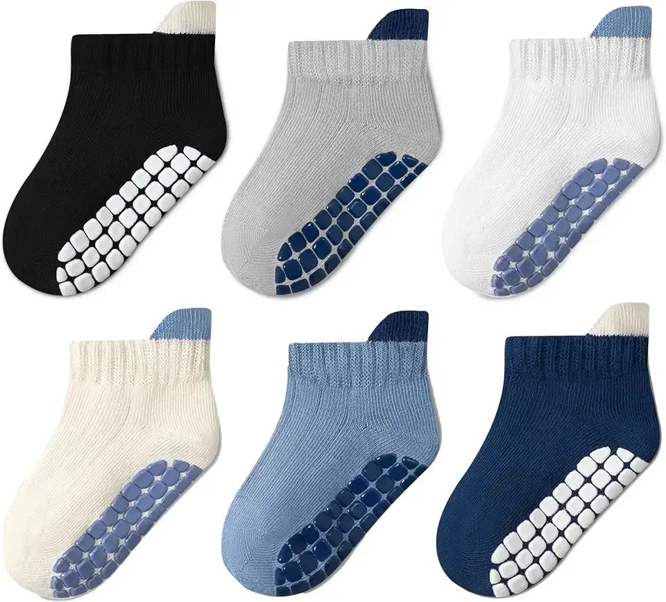 Toddler Non Slip Grip Ankle Socks with Grippers for Baby Boys Girls