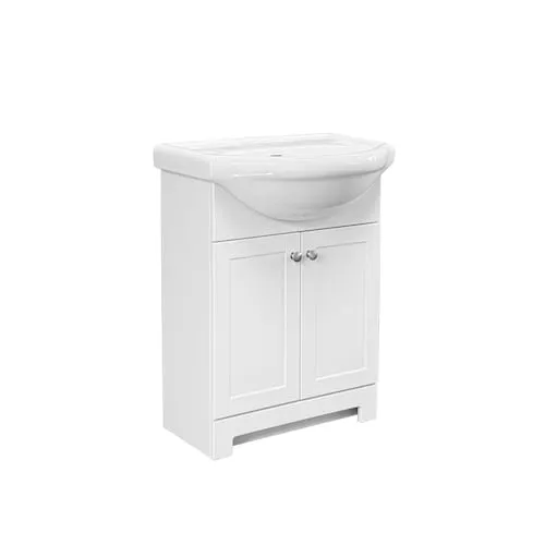 Clancey 23.6-inch W x 18.9-inch D x 32-inch H White Wood Bathroom Vanity with Round Ceramic Top