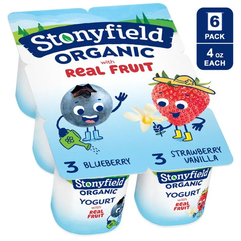 Stonyfield Organic Kids Blueberry & Strawberry Vanilla Lowfat Yogurt Variety Pac