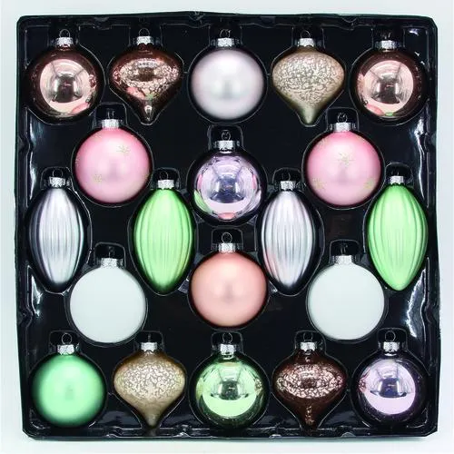 Enchanted Forest® 3.15" Gold, Silver, Green & Pink Classic Glass Ornaments - 20 Pack