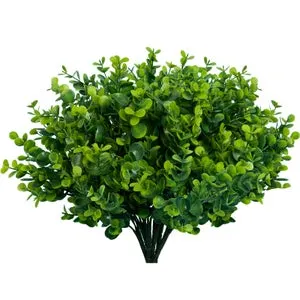 OBOSOE 12 ramos de plantas artificiales para exteriores, que imitan árboles de eucalipto de plástico, resistentes a los rayos UV y aptas para macetas
