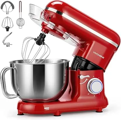 VIVOHOME Stand Mixer, 6-Quart Tilt-Head Kitchen Mixer with Bowl, Red | 10 Speeds, Splash Guard, Dough Hook, Beater, Whisk, Egg Separator, for Cake & Bread VIVOHOME Stand Mixer, 6-Quart Tilt-Head Kitchen Mixer…