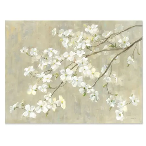 'Dogwood in Spring Neutral' Farmhouse Canvas Artwork - 44x34